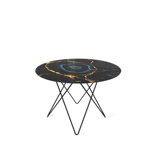 Круглый столик SHT-TU37 / SHT-TT32 60 стекло/МДФ (титановый кварц/черный муар) в Элисте
