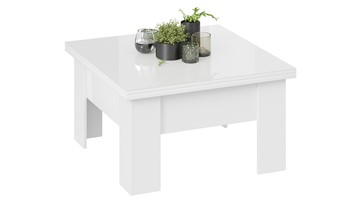 Квадратный стол Glance тип 1 (Белый/Стекло белый глянец) в Элисте