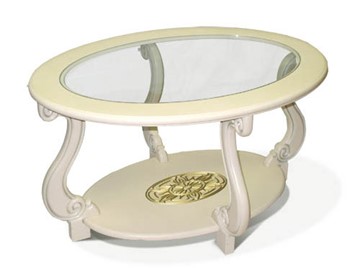Стеклянный столик Мебелик Овация-С, слоновая кость в Элисте