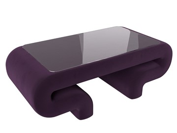 Стеклянный столик в гостиную Волна, фиолетовый (велюр) в Элисте