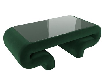 Стеклянный столик в зал Волна, зеленый (велюр) в Элисте