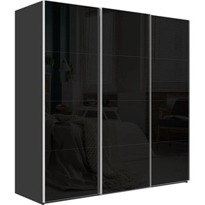 Шкаф трехстворчатый Эста, 12 черных стекол, 3000x660x2200, серый диамант в Элисте