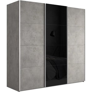 Шкаф 3-х створчатый Эста (ДСП/Стекло черное/ДСП) 3000x660x2200, бетон в Элисте
