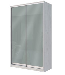 Шкаф 2-х створчатый Хит-22-14-22 с цветным стеклом, средне-серый 074, Дуб крафт белый в Элисте