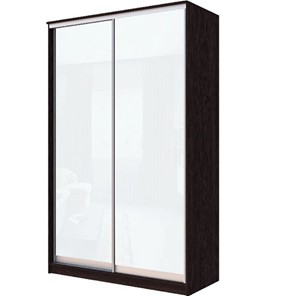 Шкаф 2-х створчатый Хит-22-17-22 с цветным стеклом, белое №10, Венге в Элисте