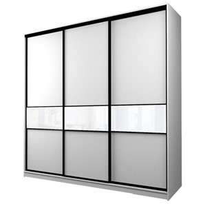 Шкаф 3-х створчатый MAX МШ-23-6-27-999, Профиль Черный/Цвет Белый/Oraclal Белый в Элисте