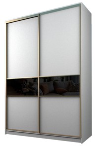 Шкаф 2-х дверный MAX МШ-23-6-18-99, Профиль Золото/Цвет Белый/Стекло с черной пленкой Oracal в Элисте