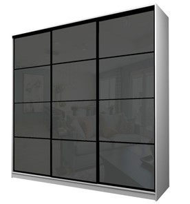 Шкаф 3-х дверный MAX МШ-25-6-24-222, Профиль Черный/Цвет Белый/Oraclal Темно-серый в Элисте