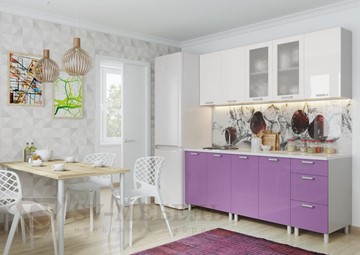 Кухонный гарнитур угловой Модерн, белый глянец/фиолетовый металлик в Элисте