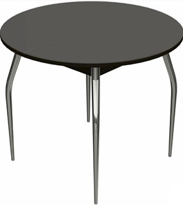 Круглый стол на кухню Ривьера исп. круг хром №5 (стекло коричневое/венге) в Элисте