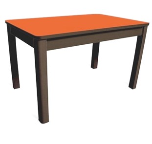 Стол обеденный Айсберг-05 СТ1, венге ЛДСП/стекло оранжевое/42 прямые массив венге в Элисте