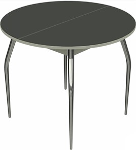 Обеденный раздвижной стол Ривьера исп. круг хром №5 (стекло черное/белый) в Элисте