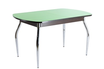 Обеденный стол ПГ-05 СТ2, венге ЛДСП/фисташка стекло/35 хром гнутые металл в Элисте