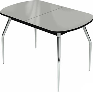 Обеденный раздвижной стол Ривьера исп.2 хром №5 (стекло белое/черный) в Элисте