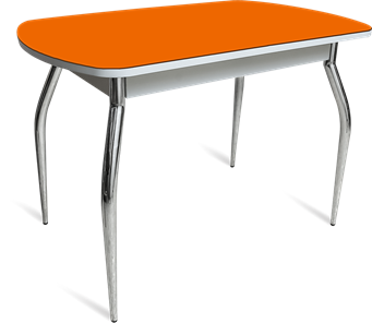 Обеденный раздвижной стол ПГ-07 СТ1 белое/оранжевое/35 хром фигурные гнутые в Элисте