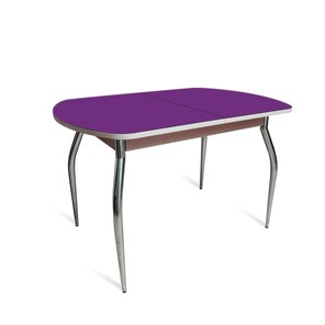 Обеденный стол ПГ-08 СТ2, дуб молочный/фиолетовое стекло/35 хром гнутые металл в Элисте