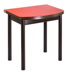 Кухонный стол раздвижной СПГ-01 СТ1, венге ЛДСП/стекло оранжевое/38 прямые трубки крашеные коричневый в Элисте