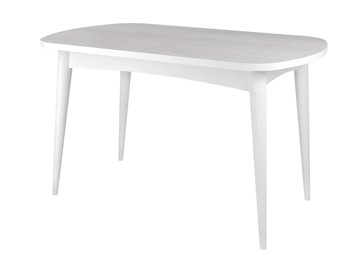 Небольшой стол Ялта с цилиндрическими опорами Белый/Ясень Анкор светлый в Элисте