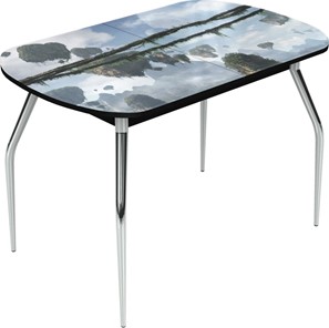 Обеденный раздвижной стол Ривьера исп.2 хром №5 (Exclusive h193/черный) в Элисте