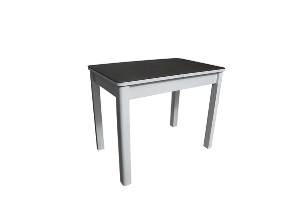 Кухонный раздвижной стол Айсберг-2СТ белое/черное/прямые массив в Элисте - изображение
