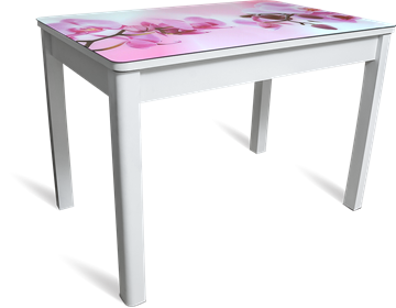 Стол на кухню Айсберг-08 СТФ, белое лдсп/орхидея/40 прямые массив белые в Элисте