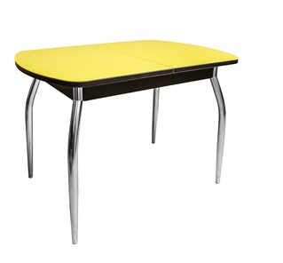 Кухонный стол раскладной ПГ-01 СТ2, венге/желтое стекло/35 хром гнутые металл в Элисте