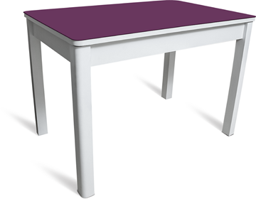 Стол кухонный Айсберг-05 СТ2, белое ЛДСП/фиолетовое стекло/40 массив белый в Элисте