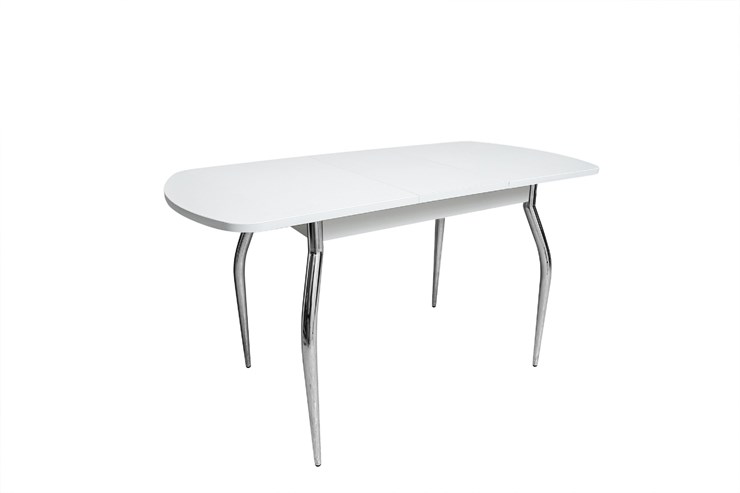 Кухонный раскладной стол ПГ-02СТ белое/белое/крашенные фигурные в Элисте - изображение 1