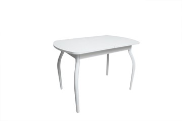 Кухонный раскладной стол ПГ-02СТ белое/белое/крашенные фигурные в Элисте - предосмотр