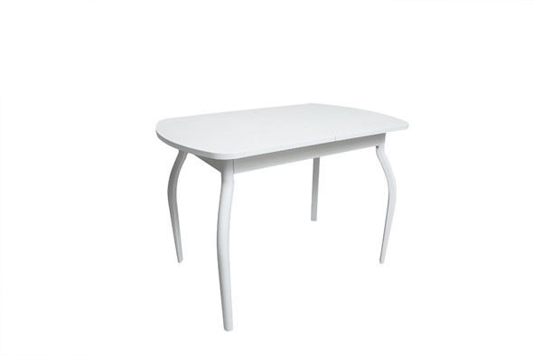 Кухонный раскладной стол ПГ-02СТ белое/белое/крашенные фигурные в Элисте - изображение