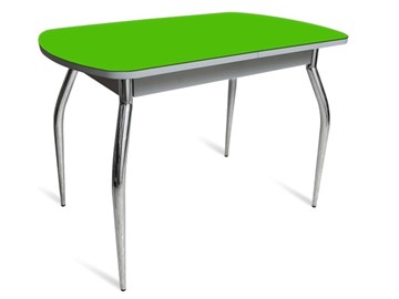 Обеденный стол ПГ-04 СТ белое/зеленое стекло/хром фигурные в Элисте