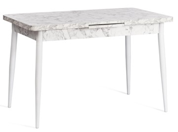 Кухонный раскладной стол ALTA (mod. 1183) ЛДСП+меламин/металл, 120+30х70х75, белый мрамор/белый, арт.19486 в Элисте