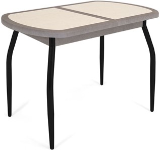Овальный стол Будапешт-2 ПЛ (ноги черные, плитка бежевая/серый камень) в Элисте