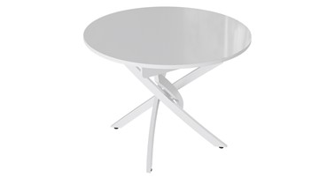 Кухонный стол раздвижной Diamond тип 3 (Белый муар/Белый глянец) в Элисте