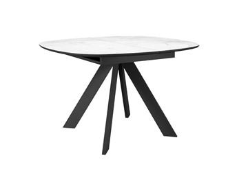 Керамический кухонный стол DikLine BK100 Керамика Белый мрамор/подстолье черное/опоры черные в Элисте