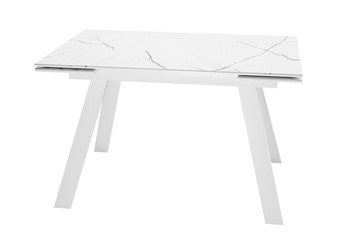 Кухонный стол раскладной DikLine DKL140 Керамика Белый мрамор/опоры белые (2 уп.) в Элисте