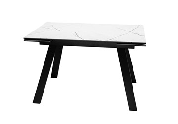 Кухонный раскладной стол DikLine DKL140 Керамика Белый мрамор/опоры черные (2 уп.) в Элисте