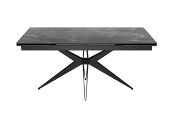 Керамический кухонный стол DikLine KW160 мрамор С45 (керамика черная)/опоры черные в Элисте
