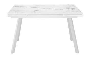 Кухонный стол раздвижной DikLine SKA125 Керамика Белый мрамор/подстолье белое/опоры белые (2 уп.) в Элисте