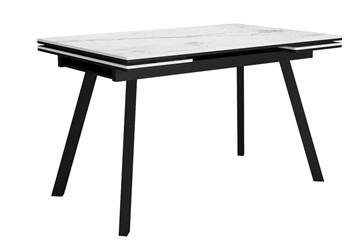 Кухонный стол раздвижной DikLine SKA125 Керамика Белый мрамор/подстолье черное/опоры черные (2 уп.) в Элисте