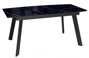 Обеденный раздвижной стол Dikline XLS160 мрамор черный глянец/ножки черные в Элисте