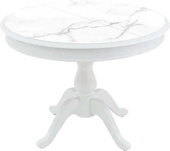 Кухонный стол раскладной Фабрицио-1 Glass, Круг 1000, фотопечать (Мрамор 2) в Элисте
