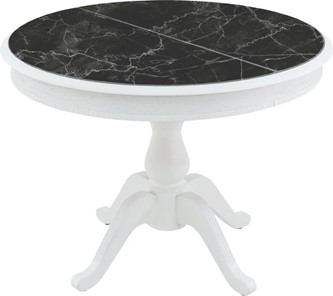 Овальный стол на кухню Фабрицио-1 Glass, Круг 1000, фотопечать (Мрамор 9) в Элисте
