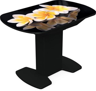 Кухонный стол раскладной Корсика исп. 1 Фотопечать (Цветы №11) 1100(1415)*700 в Элисте