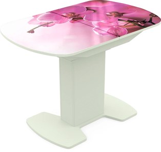 Кухонный стол раскладной Корсика исп. 1 Фотопечать (Цветы №16) 1100(1415)*700 в Элисте