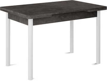 Кухонный стол раскладной Кубика Милан-1 EVO, ноги металлические белые, серый камень в Элисте