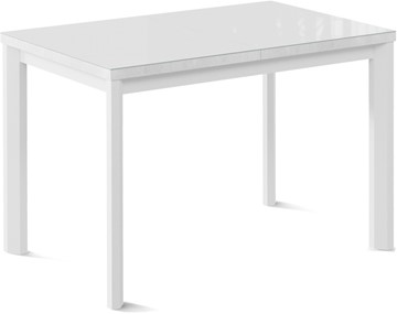 Кухонный стол раскладной Кубика Нагано-2G (ноги металлические белые, стекло cristal/белый цемент) в Элисте