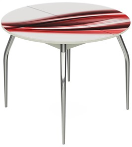 Кухонный стол раздвижной Ривьера - Круг, ноги хром №5, ФП (Текстура №50) в Элисте