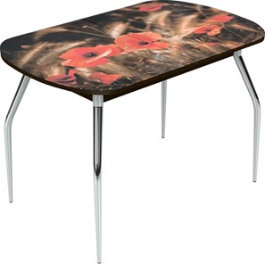 Раздвижной стол Ривьера исп.1 ноги метал. крашеные №24 Фотопечать (Цветы №38) в Элисте