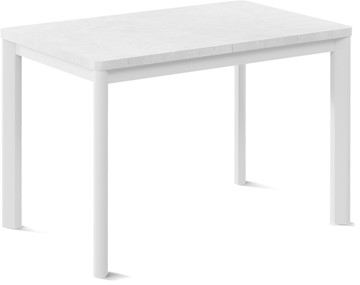 Обеденный раздвижной стол Кубика Токио-1L (ноги металлические белые, белый цемент) в Элисте